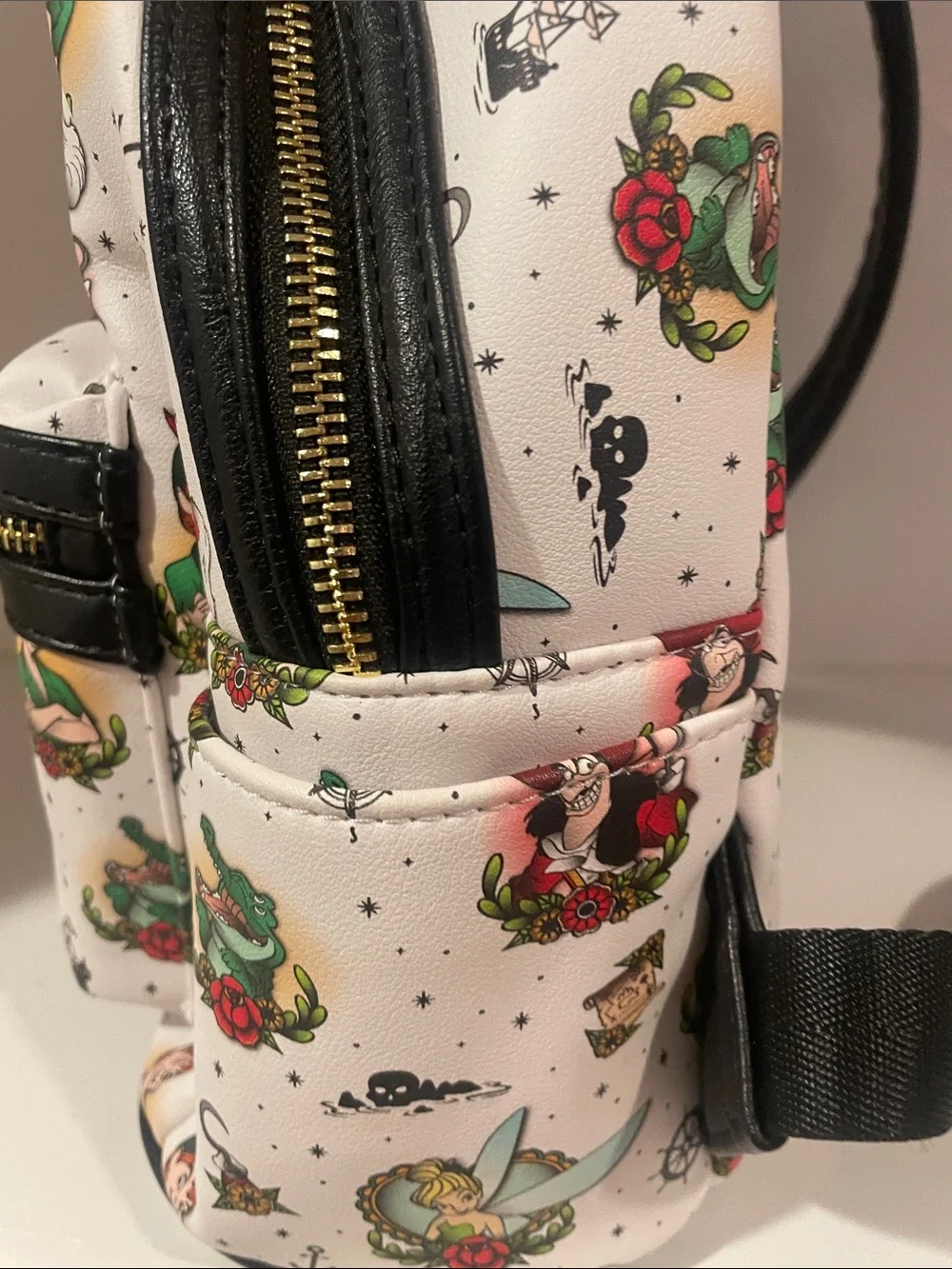 Loungefly White Disney Peter Pan Tattoo Print Mini Backpack